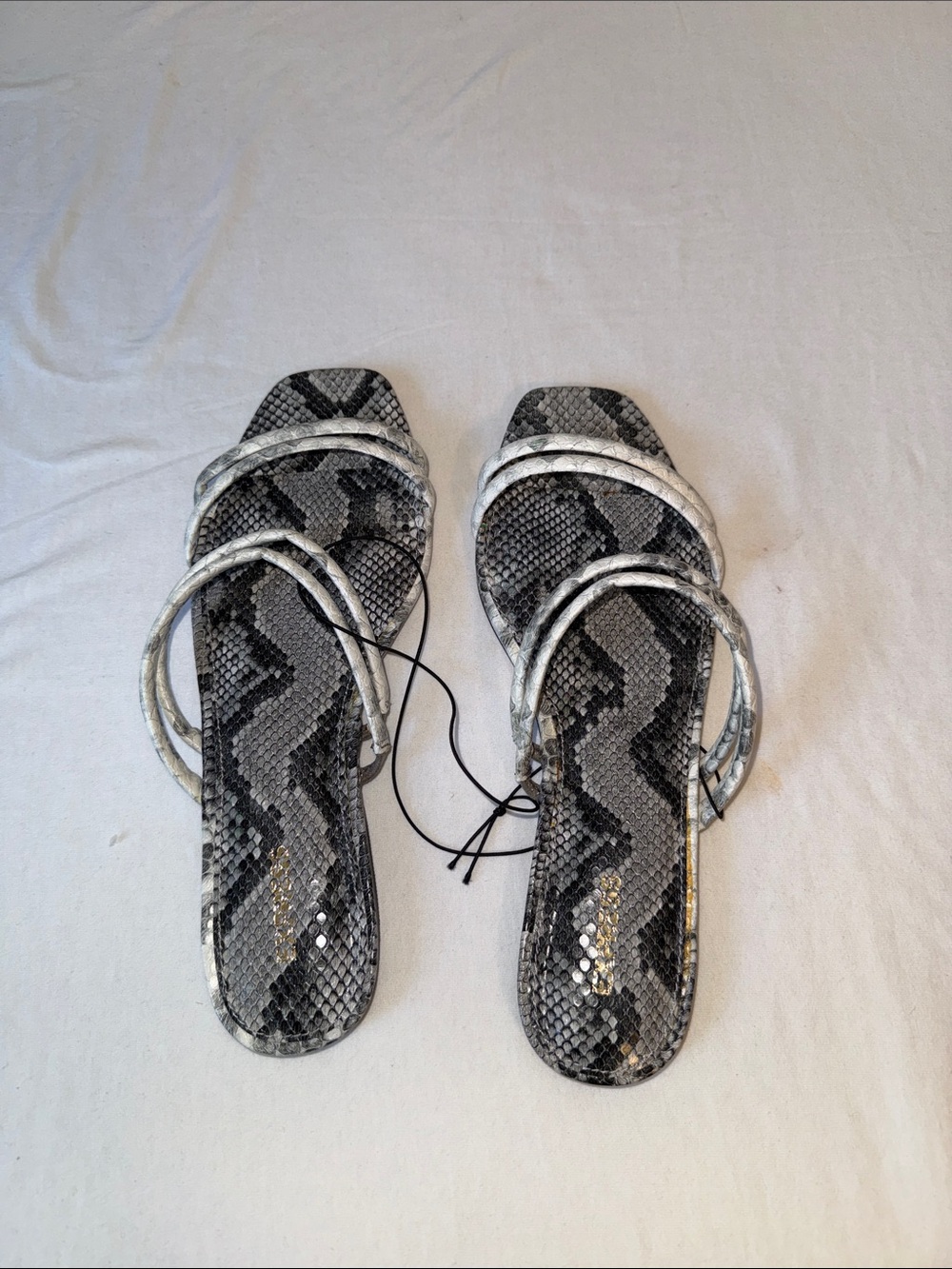 Express Snake-Print Strappy Sandals - Black & Gray